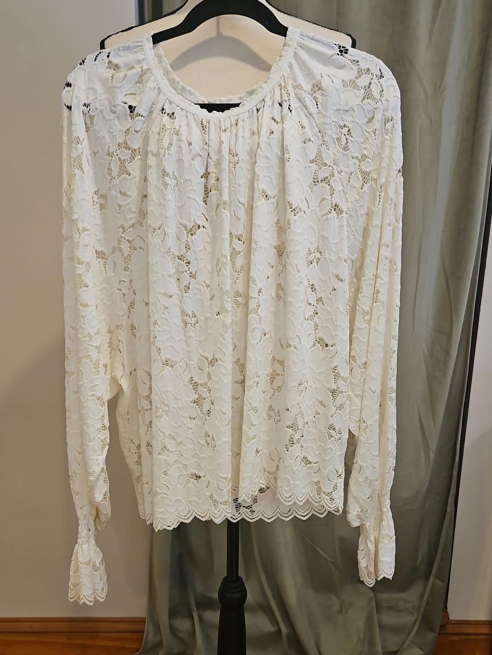 Free People Olivia Balloon Sleeve  Lace Long-Sleeve  Blouse
